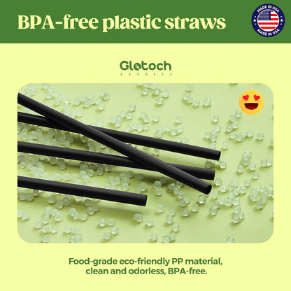 Glotoch Express 500PCS Individually Wrapped Clear Plastic Straws, 7.75'' Long, 0.24'' Diameter Disposable Drinking Straws for Every Occasion, Party, Made in USA
