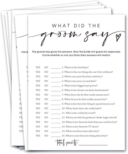 Bridal Shower Bingo, What Will The Bride to Be Receive, 25Pcs Bridal Bingo Game Cards, Engagement Party Games for Guests, Minimalist White Wedding Party Supplies - A18