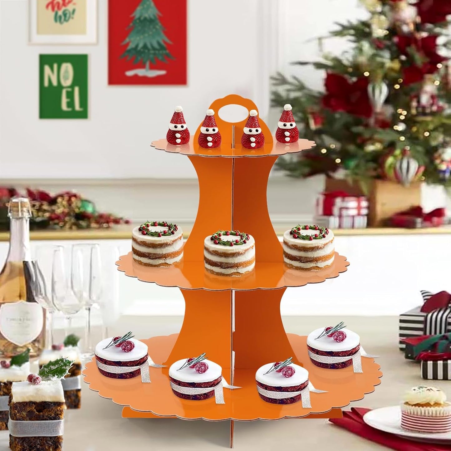 Soleebee 3-Tier Cupcake Stand, Cardboard Cupcake Tower, Dessert Cup Cake Stand Tower for Birthday Wedding Party Decoration, Cupcake Tier Stand 1 Set (Black)