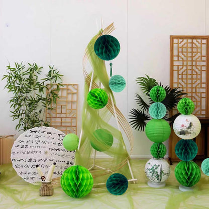 Rainbow Paper Honeycomb Balls,6 and 10 inch Hanging Tissue Pompoms,12 Pack Party Decorations