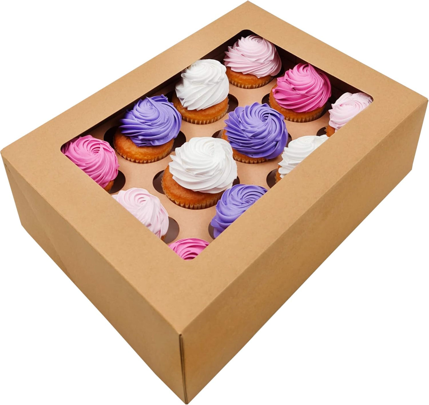 BAKELUV White 12 Cupcake Boxes, Cupcake Containers | 13x9.5x4, 50 Pack