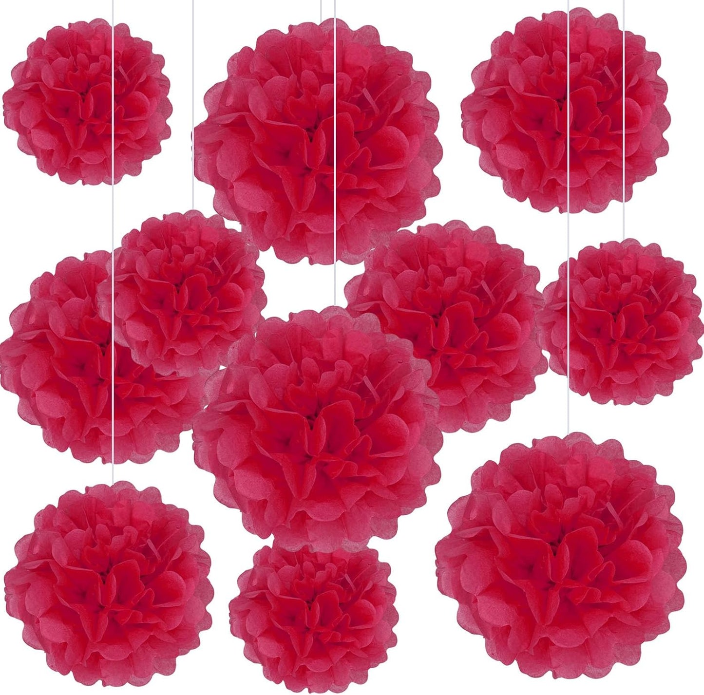 20 PCS Orange Tissue Paper Pom Poms, Tissue Pom Poms Flowers, Sizes of 6", 10", 12", 14" Hanging Paper Flower Ball for Wedding, Birthday, Halloween, Christmas, Baby Shower Party Decor