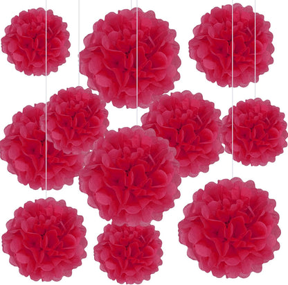 20 PCS Orange Tissue Paper Pom Poms, Tissue Pom Poms Flowers, Sizes of 6", 10", 12", 14" Hanging Paper Flower Ball for Wedding, Birthday, Halloween, Christmas, Baby Shower Party Decor