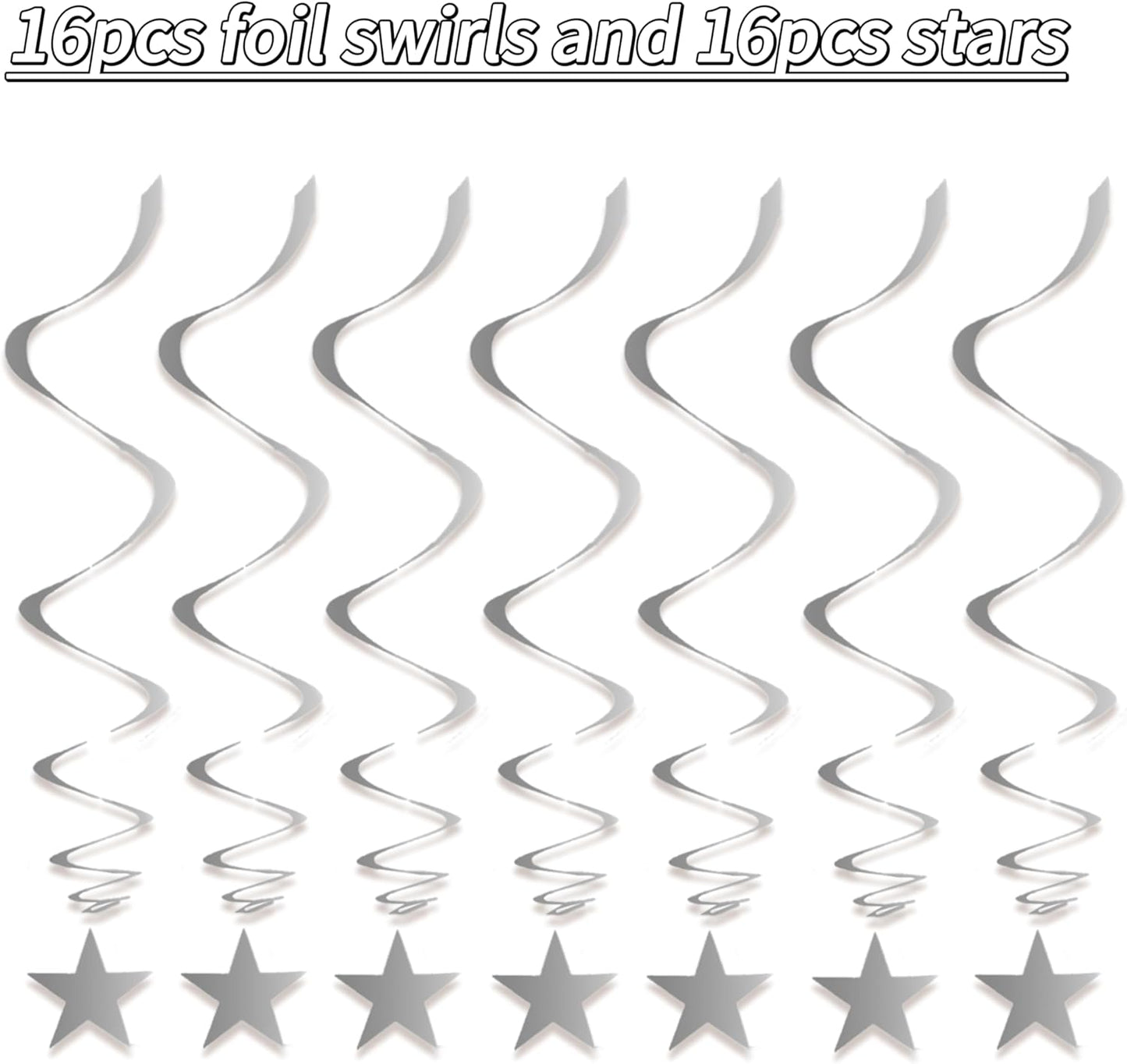 Gold Twinkle Stars Hanging Swirls Decorations Ceiling Swirl Foil Decoration Hanging Gold Party Supplies for Birthday Baby Shower Wedding, 32 pcs