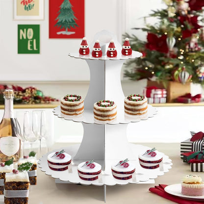 Soleebee 3-Tier Cupcake Stand, Cardboard Cupcake Tower, Dessert Cup Cake Stand Tower for Birthday Wedding Party Decoration, Cupcake Tier Stand 1 Set (Black)