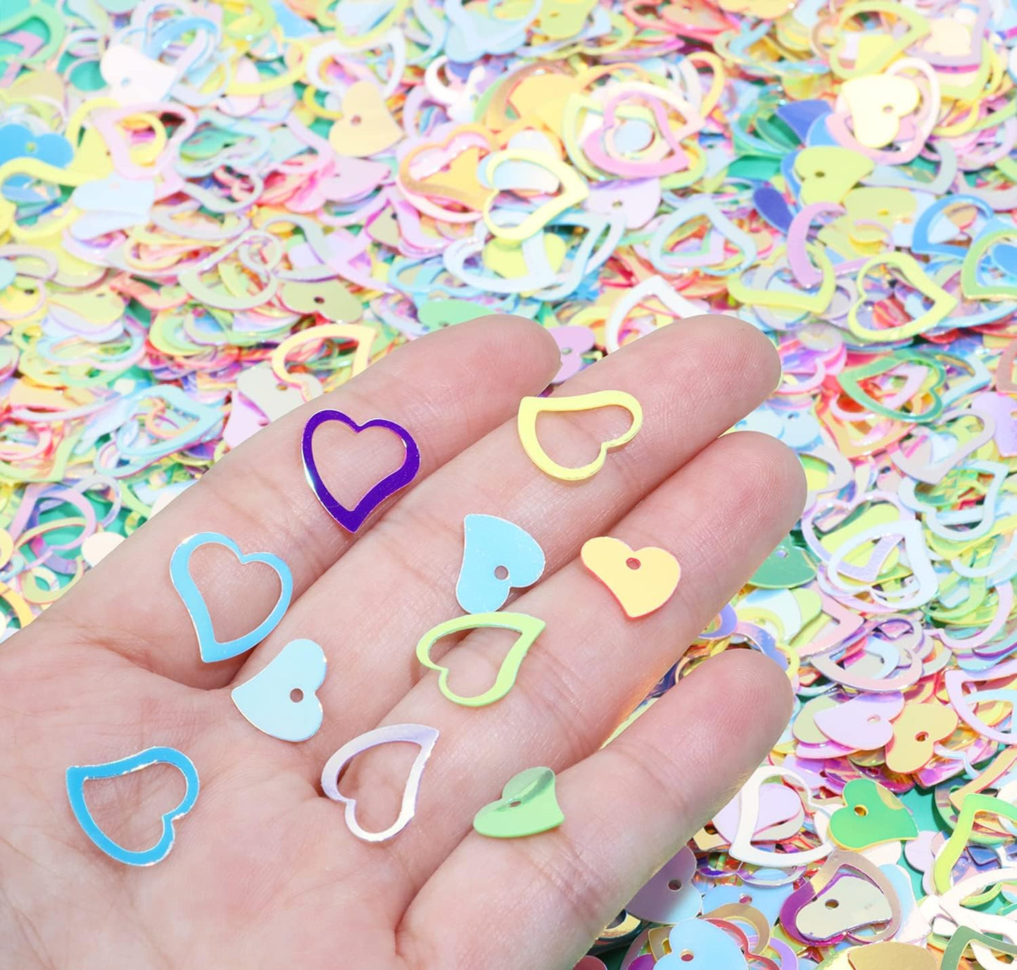 ONLYKXY 1200Pcs Love Heart Shaped Confetti, Table Wedding Decoration, Glitter Confetti for Wedding Party (Silver)