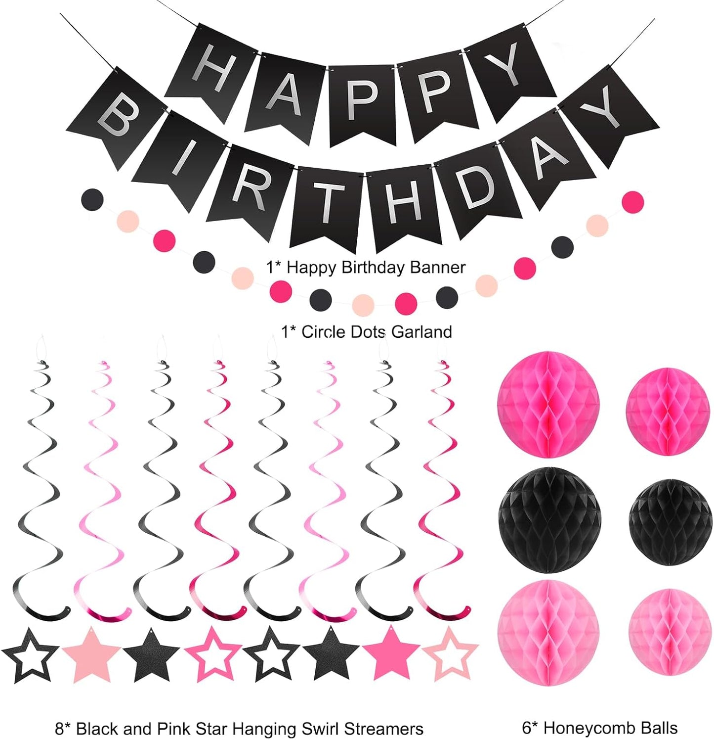 meowtastic Birthday Decorations, Happy Birthday Banner with Honeycomb Balls, Stars Hanging Swirl Streamers, Circle Dots Garland, Happy Birthday Party Decorations for Women Men Boys Girls (Blue)