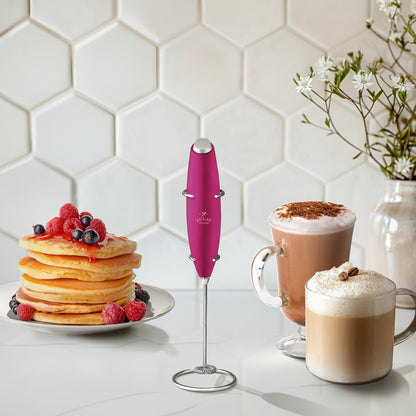 Zulay Kitchen Powerful Milk Frother Wand With Duracell Batteries - Ultra Fast Handheld Drink Mixer - Electric Whisk Foam Maker for Coffee, Lattes, Cappuccino & Matcha - Z1 Motor - Black - Colors A