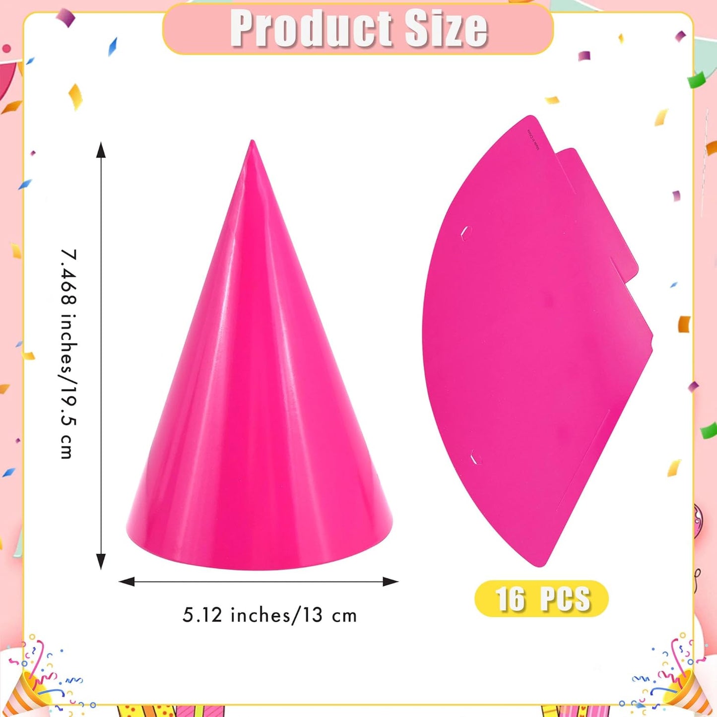 CANREVEL Party Hats for Adults, Birthday Party Headwear Supplies, Cone Hats Bulk for Women Men