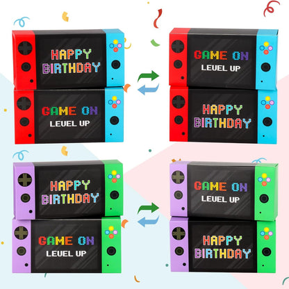 Video Game Party Decorations 16 Pack Video Game Party Favor Boxes Happy Birthday Game Paper Party Boxes for Kids Boys 8-12 Video Game Birthday Party Decorations Supplies Goodie Treat Candy Gift Bags