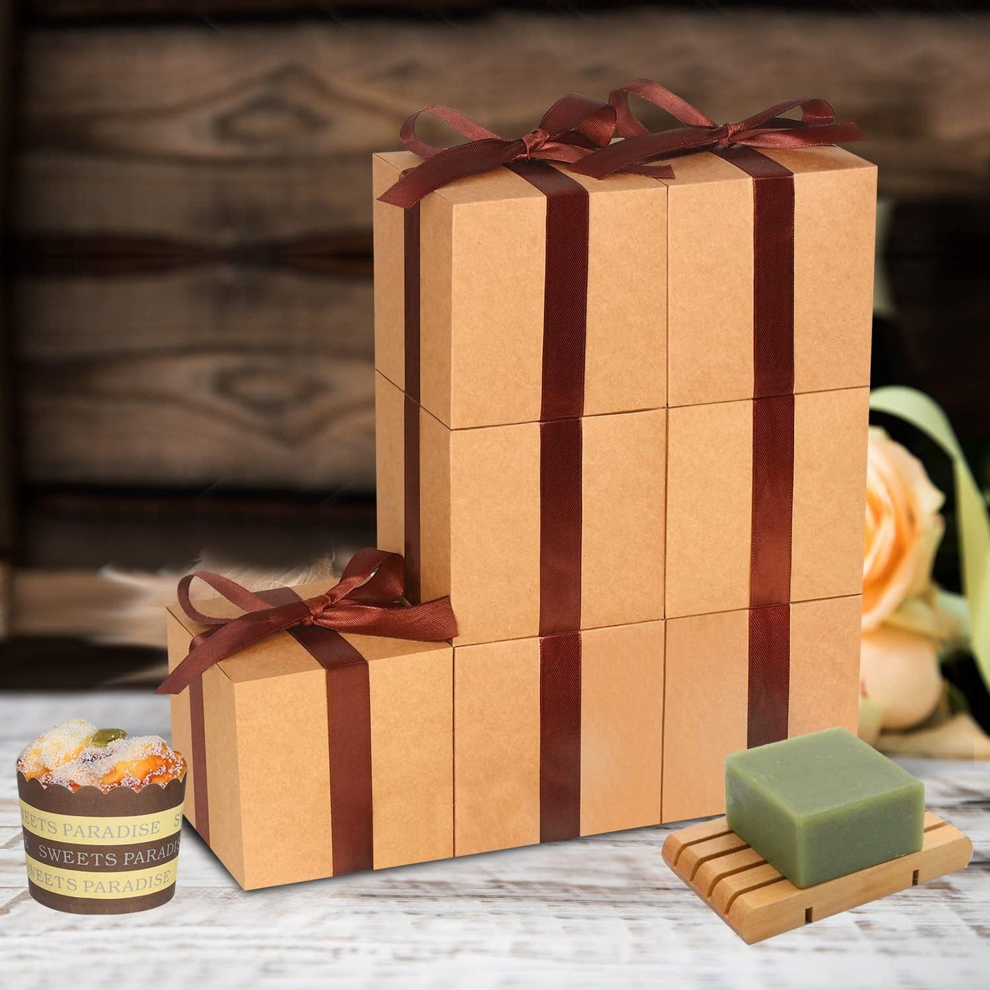 100 Pack Small Gift Boxes, 2x2x2 Inches Favor Boxes Gold Paper Gift Boxes with Lids for Presents, Crafting, Cupcake Boxes, Gifts, Candy Boxes for Wedding Party Bridal Shower Baby Shower Favors