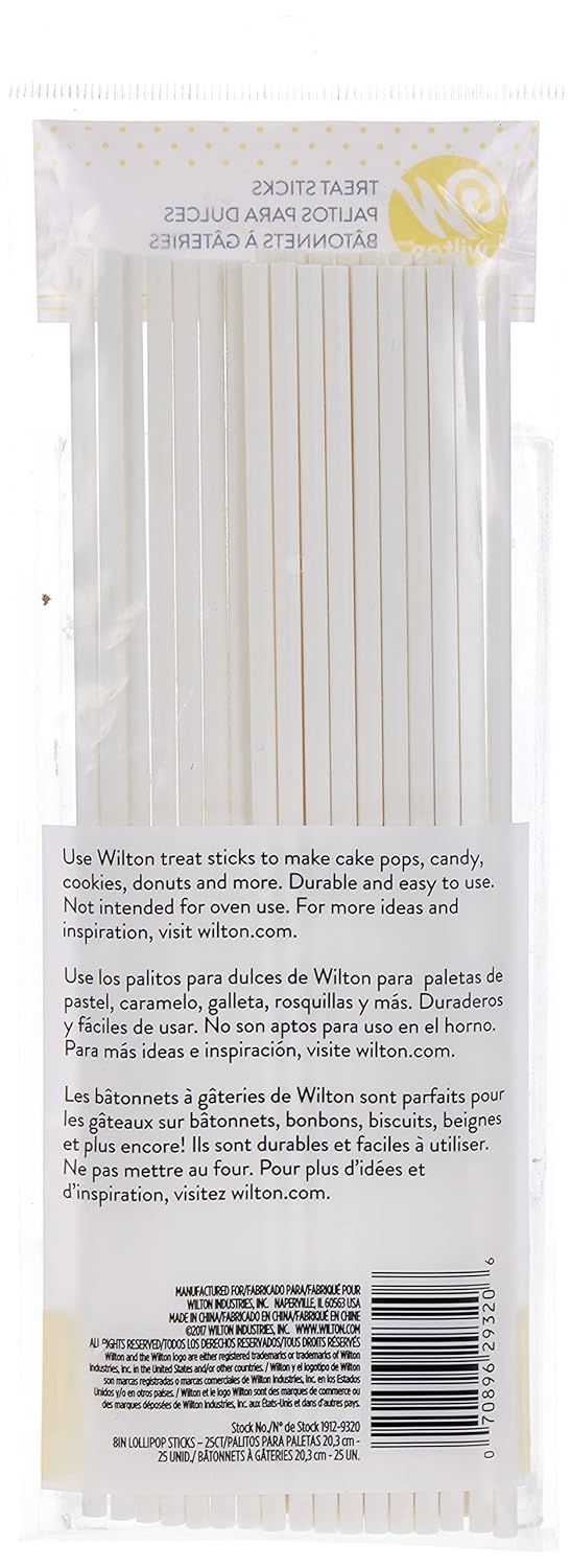Wilton White Treat Sticks - Paper Sticks for Cake Pops, Lollipops & More - Baking Essentials - Candy Crafting Tools - 4-Inch - 150 Count