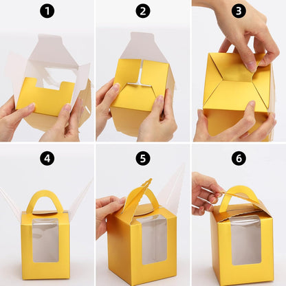acDesign 100Pcs Cupcake Boxes With Window 3.6in*3.6in*4.3in Single Individual Cupcake Boxes With Handle and Inserts for Wedding Birthday Party Treats Gift,Black