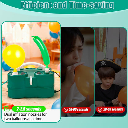 PCFING Balloon Pump Electric, Portable 3-in-1 Air Pump Inflator Blower Machine for Latex 260q Foil All Balloons & Quick-Fill Inflation and Deflation for Air Mattress, Inflatables Pool, Airbeds, Floats