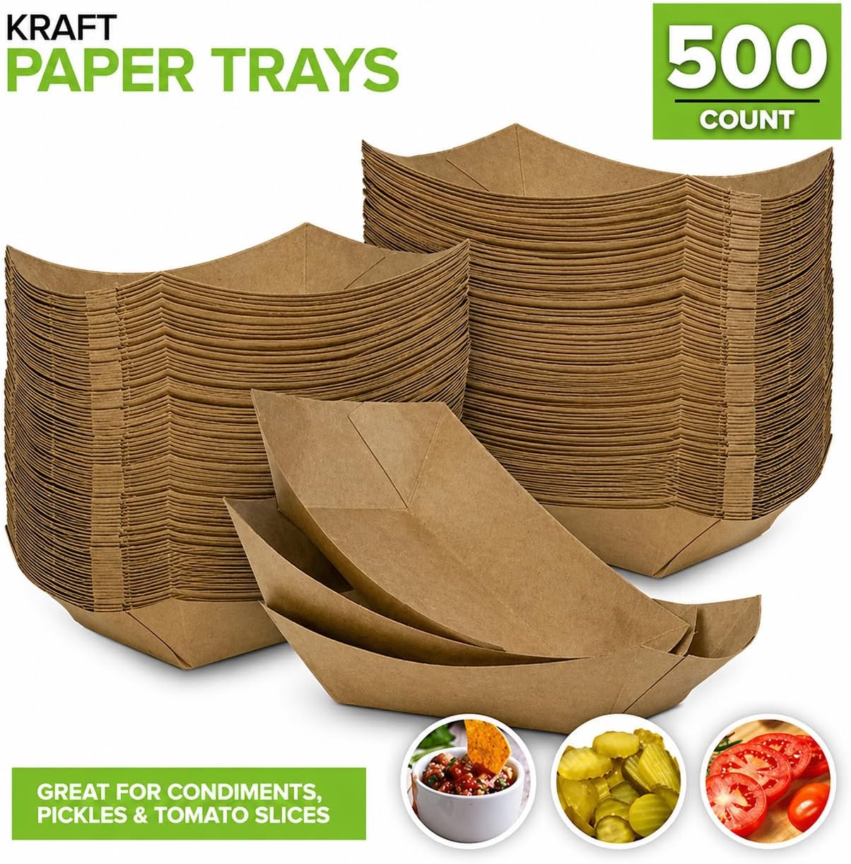 [250 Pack] Medium Disposable Brown Kraft Paper Food Trays, 1-Lb Concession Tray, Serving Boats for Party Snacks, Taco Bar, Seafood, Nachos Plates