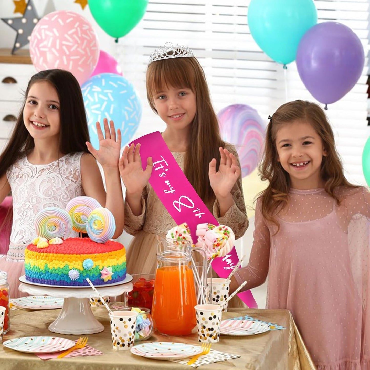 CAVETEE Silver Birthday Crown for Girls Birthday Decorations Birthday Gifts for Women and Girls