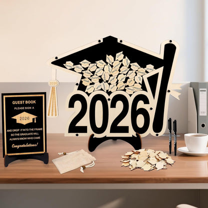 2026 Graduation Guest Book Alternative, Black Happy Graduation Party Decorations, Class of 2026 Congrats Graduates Signature Guestbook Gifts for College High School Students Friends Men Women