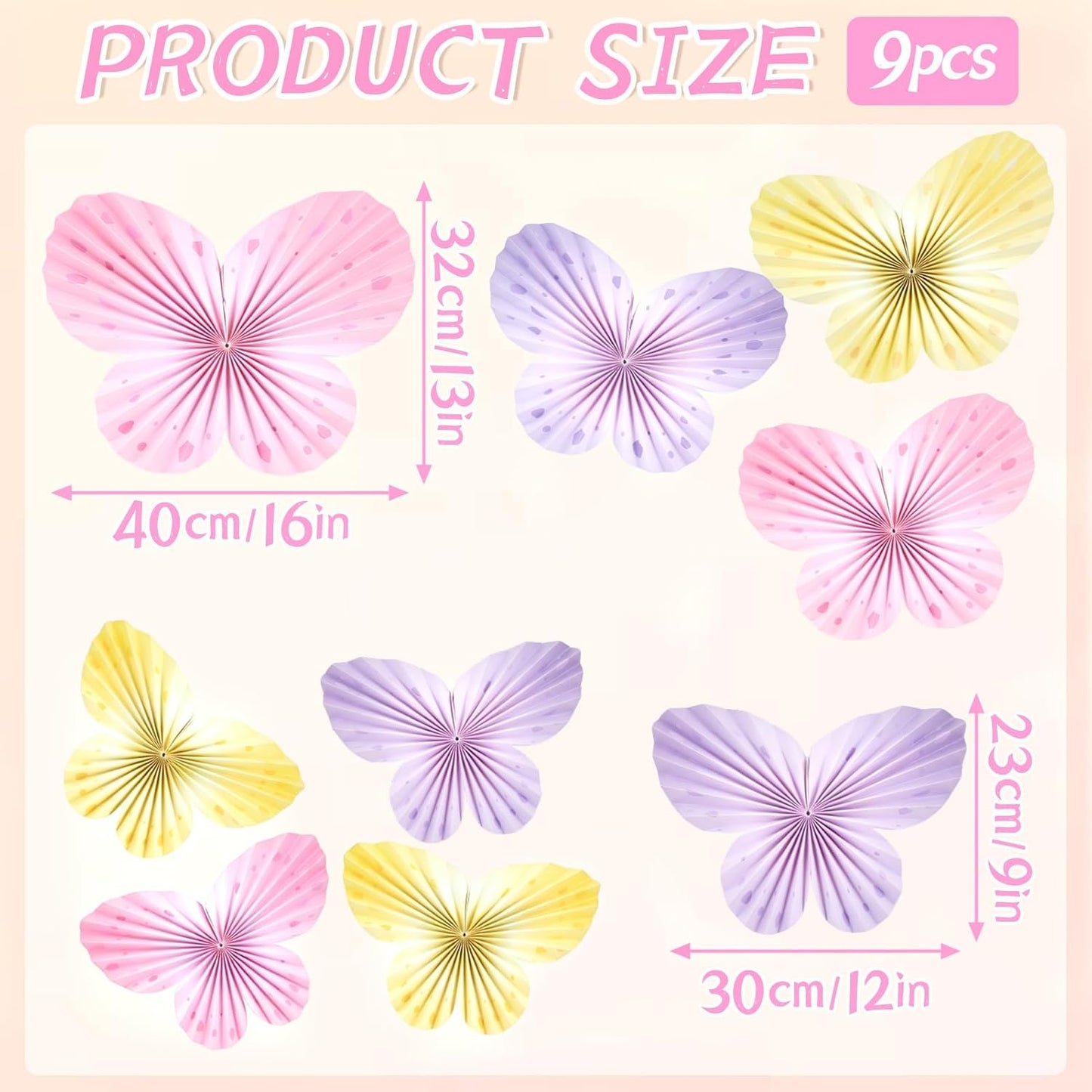 Easy Joy Paper Leaves Decorations for Wall Paper Fans Classroom Decoration Leaves Backdrop Decor Wall Decor,Set of 9