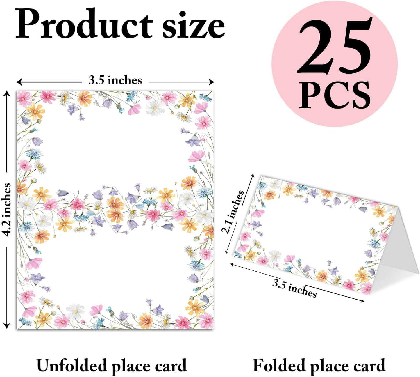 25 Pack Pink Plaid Bow Place Cards, Editable Name Cards for Table Setting, Tent Cards Food Label for Dinner Party, Bridal Shower, Wedding, Baby Shower and Events -T30