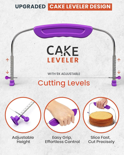 RFAQK 250 PCs Aluminum Cake Decorating Tools Kit with 12" Metal Turntable & Knife set-48 Numbered Icing Tips-3 Russian Piping Nozzles-Straight & Angled Spatula-Cake Leveler& Baking Supplies Tools