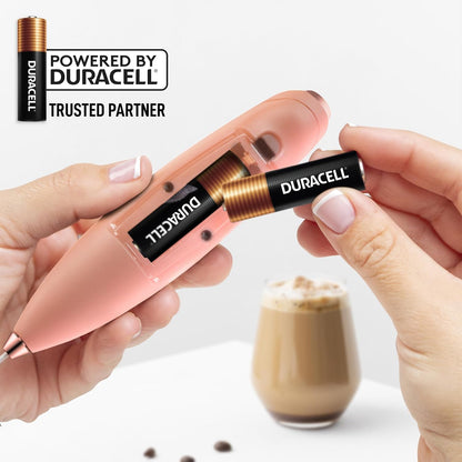 Zulay Kitchen Powerful Milk Frother Wand With Duracell Batteries - Ultra Fast Handheld Drink Mixer - Electric Whisk Foam Maker for Coffee, Lattes, Cappuccino & Matcha - Z1 Motor - Black - Colors D
