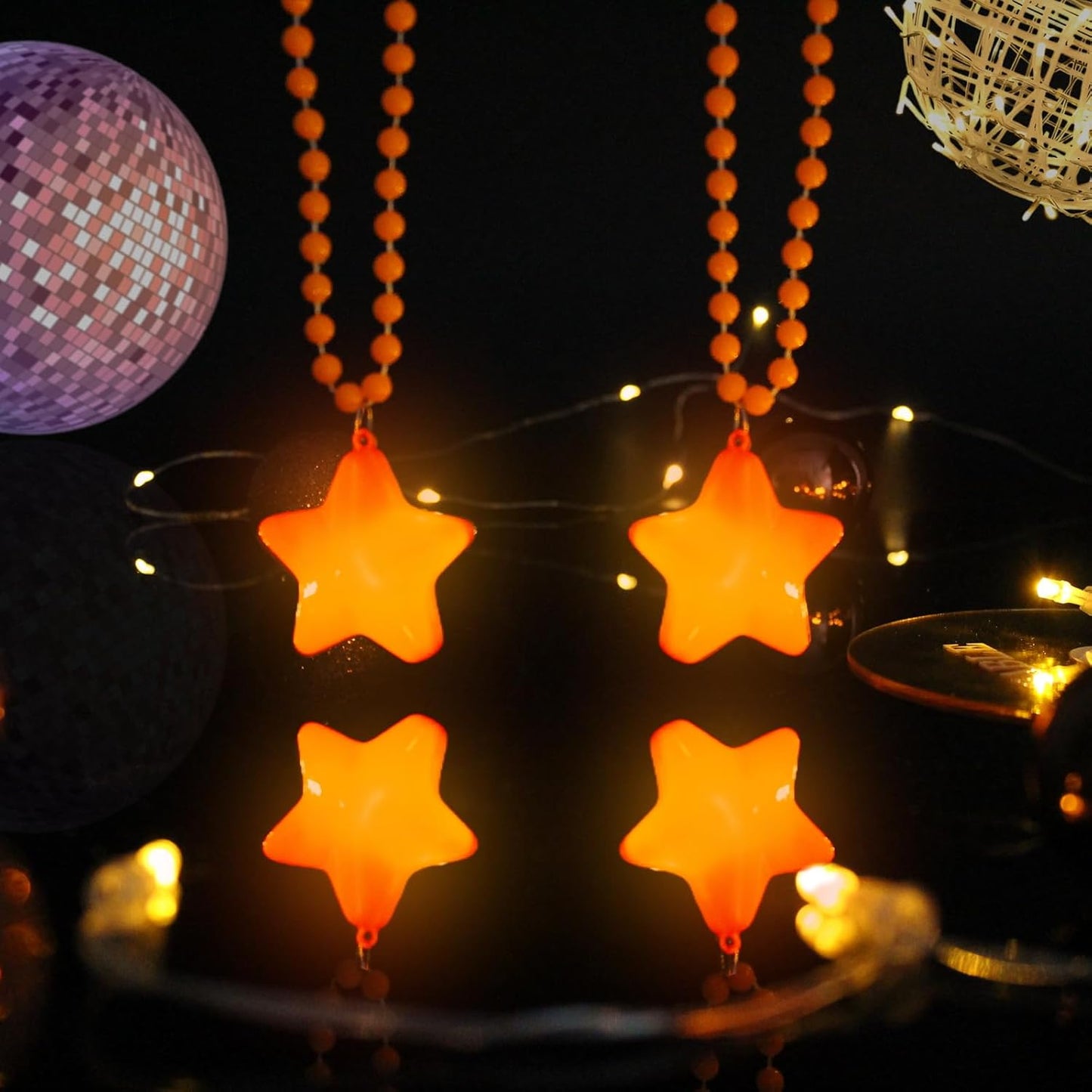 16 Pack Light Up Necklaces Flashing Star Bead Necklaces Glow In The Dark Party Supplies for Weddings Birthday Valentines Mardi Gras July 4th Halloween Christmas