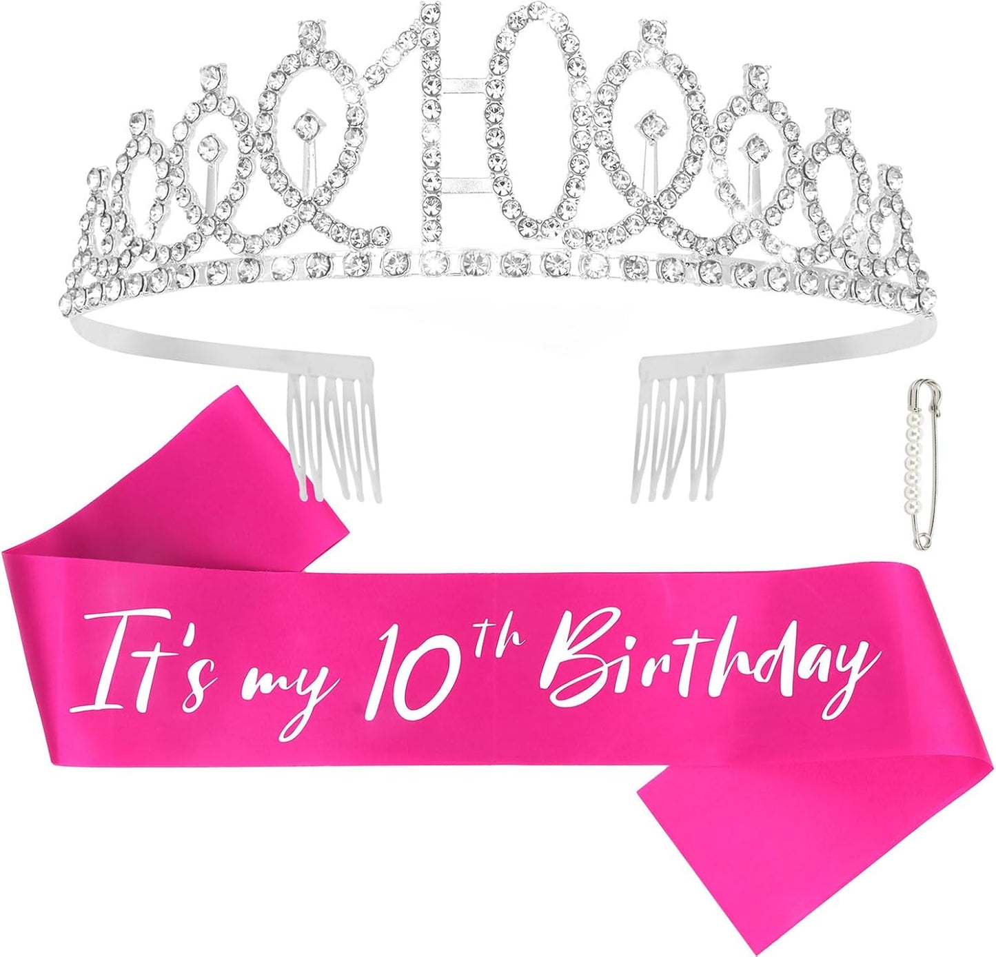 CAVETEE Silver Birthday Crown for Girls Birthday Decorations Birthday Gifts for Women and Girls