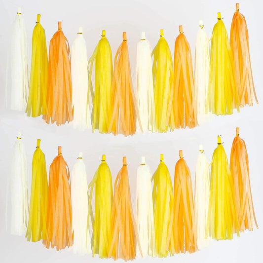 Rose red Pink and Orange Tassel Garland Banner Paper Tassels for Party Decorations,Pack of 15