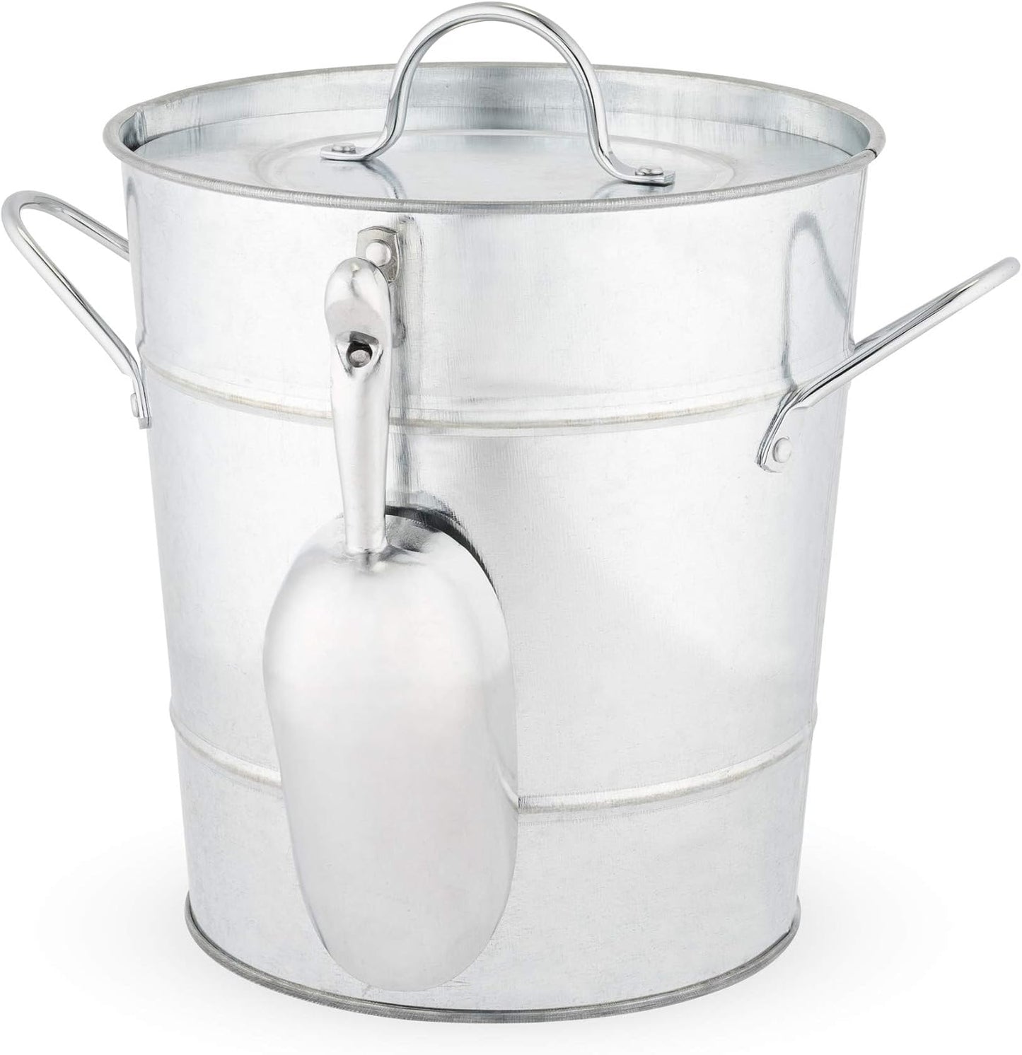 Twine Farmhouse Ice Bucket with Scoop - Beverage Tub Wrapped with Rope for Parties - Galvanized Metal Bucket Cooler & Drink Tub Holds 1 Gallon