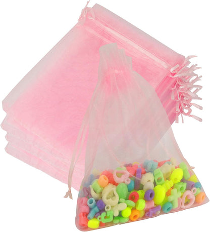 Organza Bags, Organza Bags 5 x 7 Inch, 50 Pcs White Sheer Party Favor Mesh Bag with Drawstring, Small Jewelry Gift Candy Bag for Wedding Christmas Birthday Halloween Graduation Party Favors Supplies