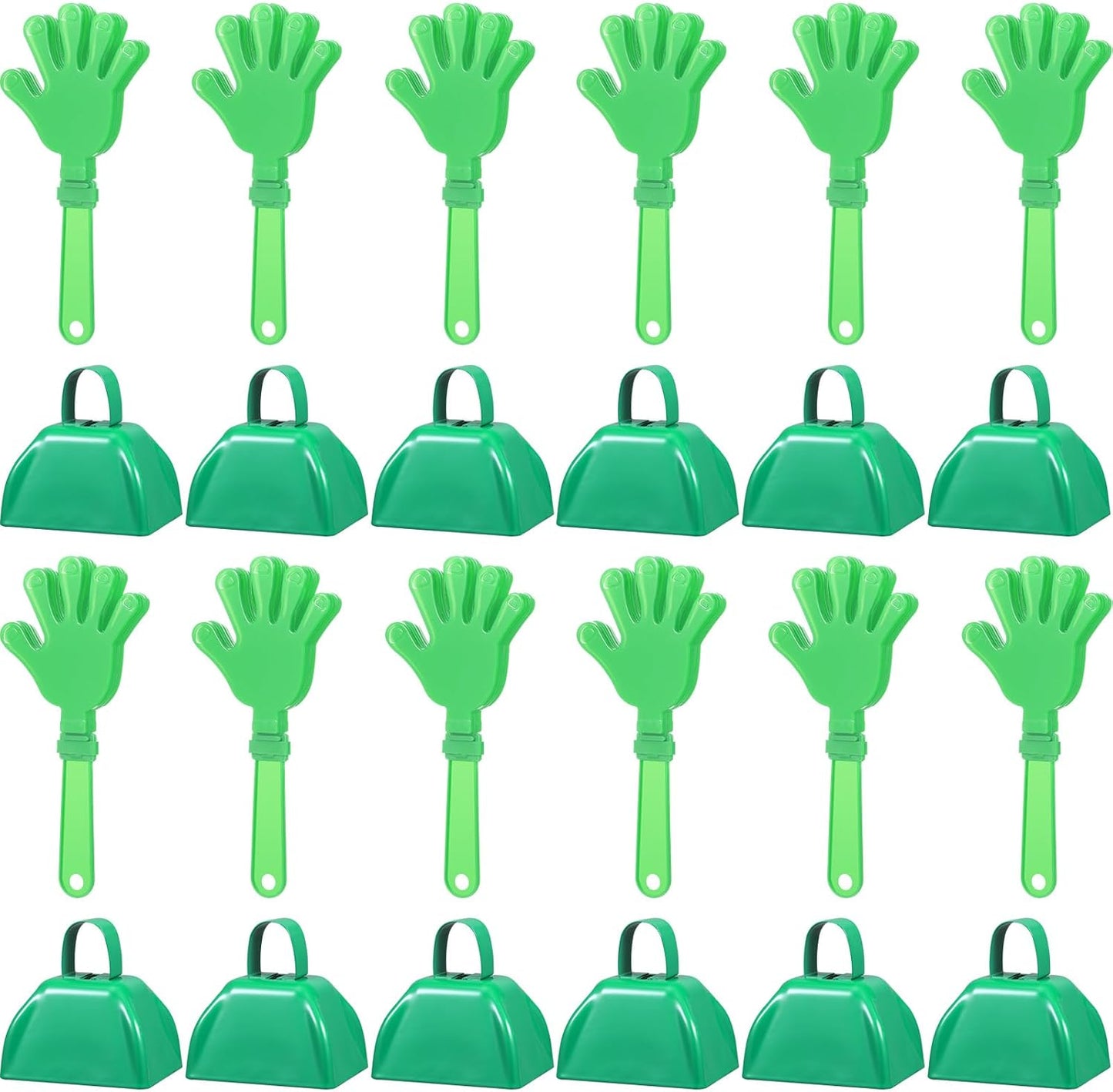 24 Pcs Hand Clappers and Metal Cowbells Noise Makers Cheering Clappers Cow Bells Handle Cheers Dance Basketball Football Noise Makers Sporting Events Graduation School Sports Party (Purple)