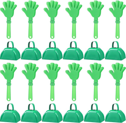 24 Pcs Hand Clappers and Metal Cowbells Noise Makers Cheering Clappers Cow Bells Handle Cheers Dance Basketball Football Noise Makers Sporting Events Graduation School Sports Party (Purple)