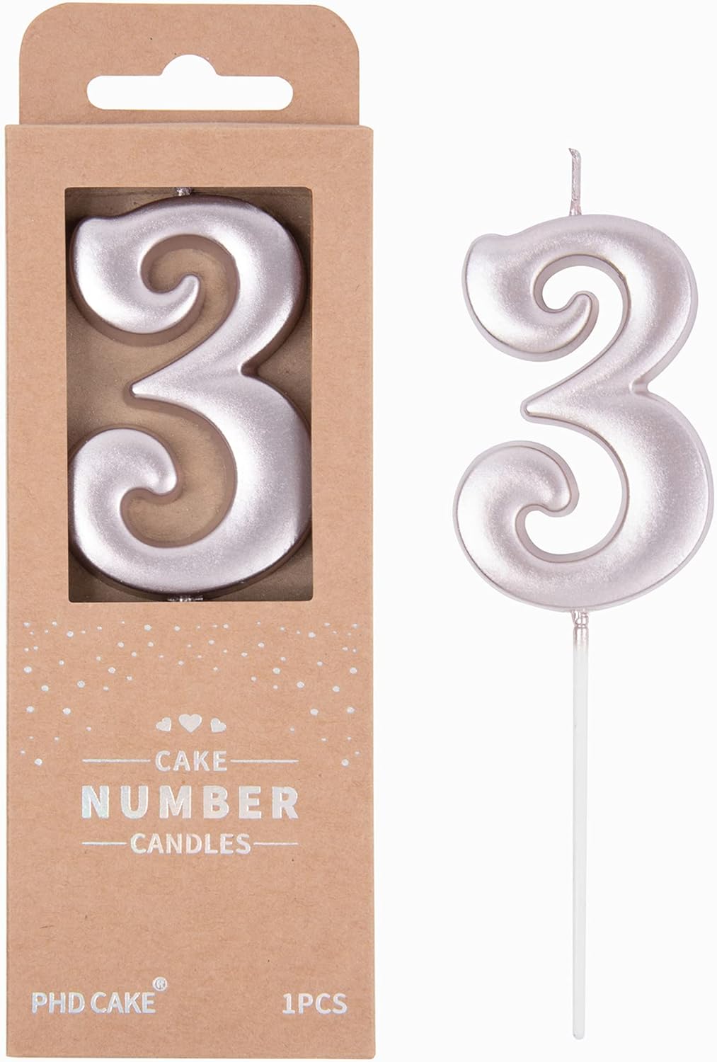 PHD CAKE 2.76 Inch Elegant Gold 1 Number Birthday Candles, Gold Number Candles, Cake Number Candles, Party Celebration