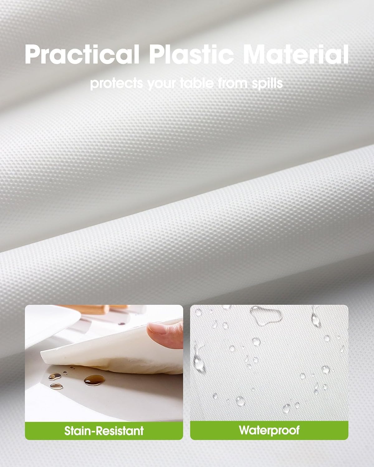 Pureegg Plastic Table Cloth 10 Pack, 54 x 108 Inch Disposable Table Cloths for Party, Picnic and Wedding, Rectangle, White - Colors B