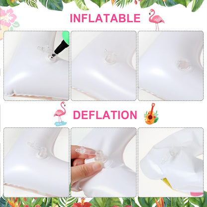 HOWAF 30 PCS Hawaiian Luau Photo Booth Props Kit, Inflatable Luau Selfie Frame and Hawaiian Tropical Funny Photo Props for Summer Tropical Beach Pool Birthday Party Decoration Supplies Tiki Party