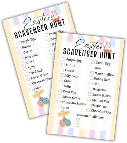 Easter Scavenger Hunt Clues 30pk 6x9” Card Stock Paper Postcards Group Game Party In Your House Check Off Things Challenge Friends Family Ideas Christian Bunny Bucks