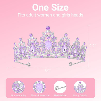 Tiara Crown for Women, Headband Hair Accessories for Birthday Wedding Party Costume Pink