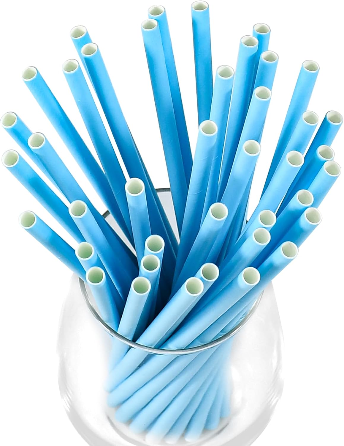 Disposable Paper Straws Solid Green - 7.75'' x 0.24'', 100 Counts - for Drinking, Beverage, Juice, Soda, Bar Supplies