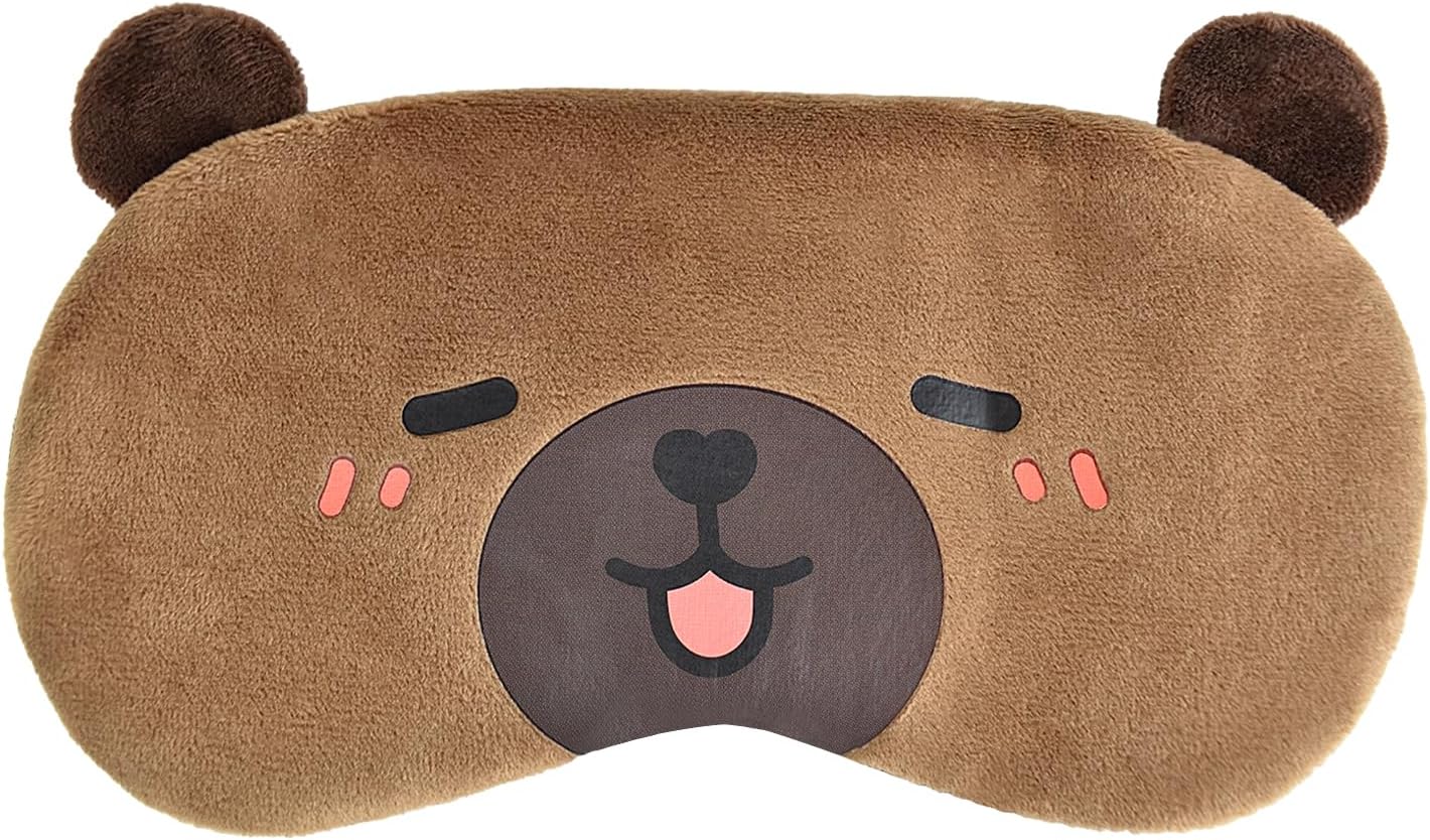 Christmas Reindeer Sleep Mask Cute Antler Eye Masks Sleeping Soft Plush Cartoon Blindfold Funny Animal Eye Cover Xmas Presents for Women Men (Xmas Reindeer,Brown)