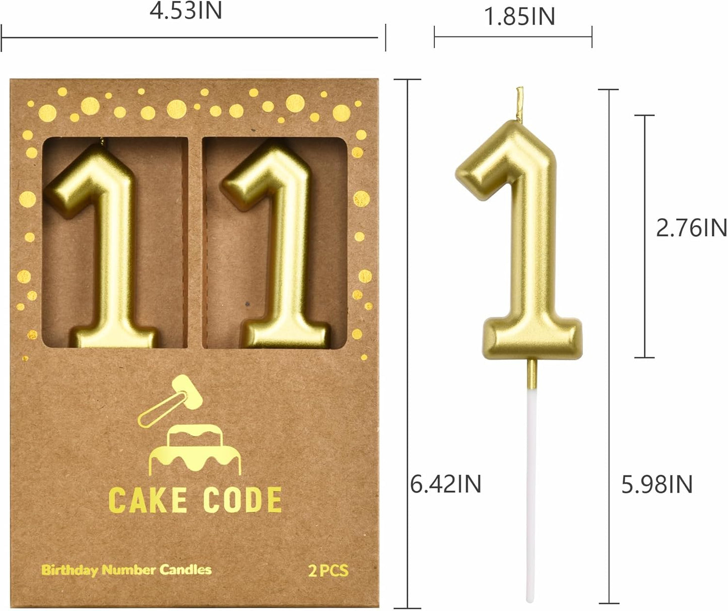 2.76 Inch Classical Gold 5 Number Birthday Candles, Gold Number Candles, Cake Number Candles, Party Celebration