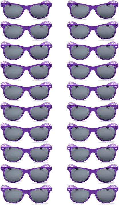 20 Pairs Bulk Sunglasses for Adult Retro 70s 90s Cheap Glasses (Black)
