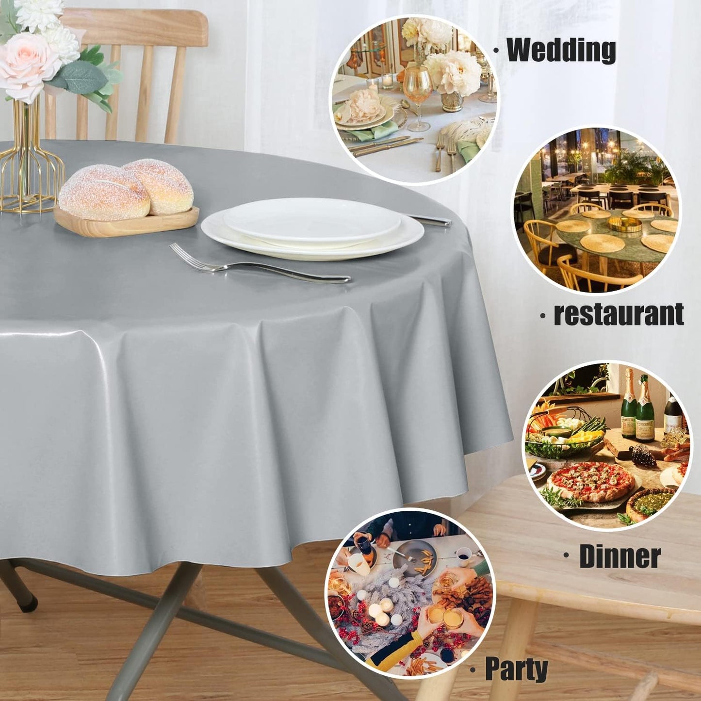sancua Clear Plastic 100% Waterproof Tablecloth - 54 x 78 Inch - Vinyl PVC Rectangle Table Cloth Protector Oil Spill Proof Wipe Clean Table Cover for Dining Tables, Parties & Camping, Crystal Clear