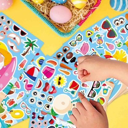 24 Sheets Make-a-face Cupcake Stickers Make Your Own Dessert Stickers Mix and Match Sweets and Fruit Treats Party Favor Supplies for Kids Ice Cream Sticker Games Birthday DIY Art Crafts