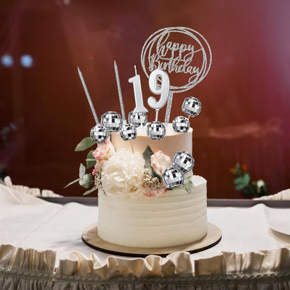 Yerliker 34 Pcs Happy Birthday Cake Toppers Decorations Birthday Candles DIY Cake Decor for Men Women Wedding Anniversary(Gold)