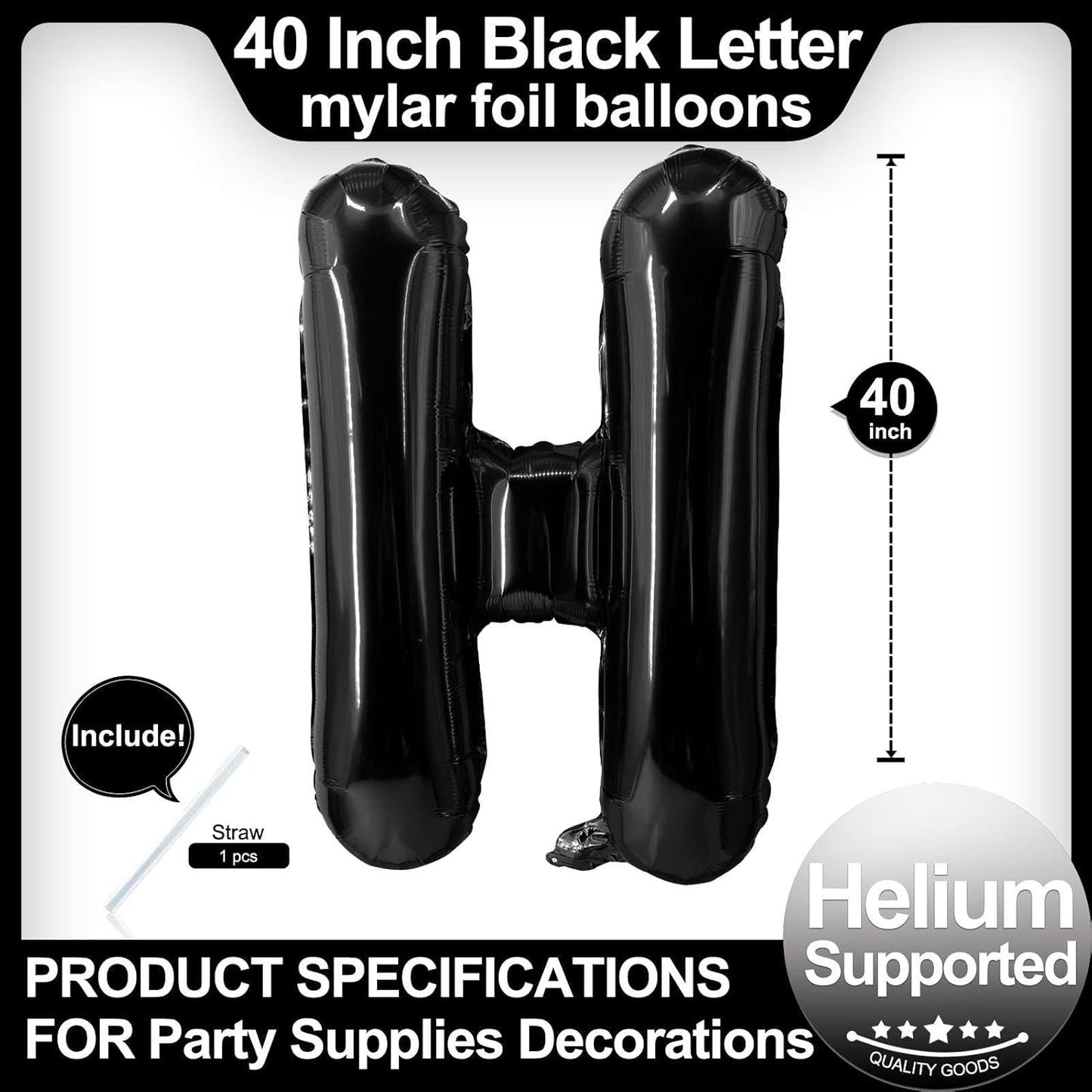 40 Inch Black Letter A Balloons, DIY Phrase Foil Alphabet Letter A Balloons DIY Word A Banner for Birthday Anniversary Celebration Graduation Party Supplies Decoration