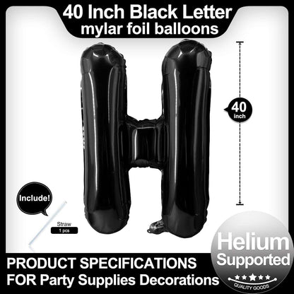 40 Inch Black Letter A Balloons, DIY Phrase Foil Alphabet Letter A Balloons DIY Word A Banner for Birthday Anniversary Celebration Graduation Party Supplies Decoration