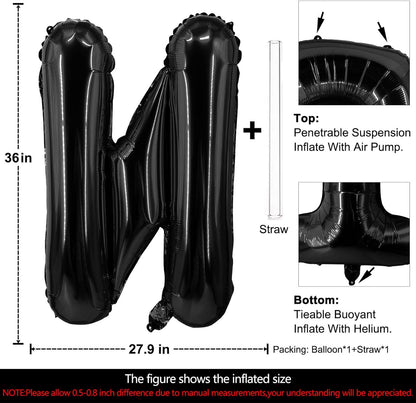 Lovoir 40 Inch Large Black Letter A Balloons Big Size Jumbo Mylar Foil Helium Balloon for Birthday Party Celebration Decorations Alphabet Black A