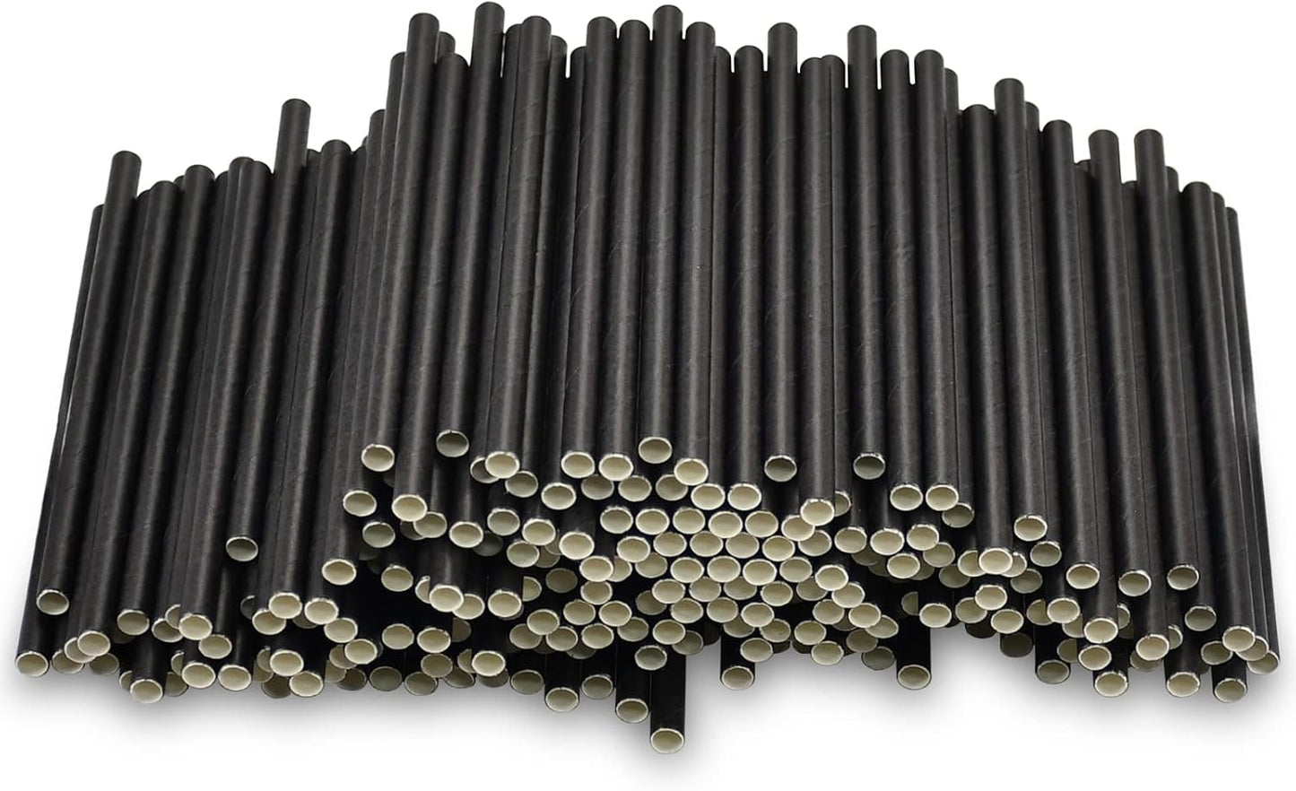 Black Paper Straws, Solid black/250 Bulk, Biodegradable Paper Drinking Straws for Cocktail, Drinks, Bars and Restaurant, 7.75"x0.24"