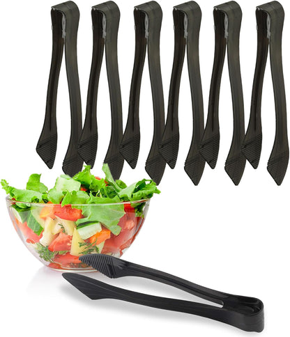 PARTY BARGAINS 8.5″ Clear Plastic Serving Tongs 12-Pack – Heavy-Duty Disposable & Reusable Kitchen Tongs for Parties BBQ Buffet Salad Appetizers Catering