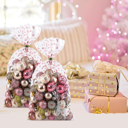 100 Pcs Star Printed 5"X 7" Gift Wrap Cello Cellophane Treat Bags Party Favor bags Clear Candy Cookie Bag Plastic Poly Goodie Storage Bag with Twist Ties for Bakery,Birthday, Wedding ,Party Decorations (Gold)
